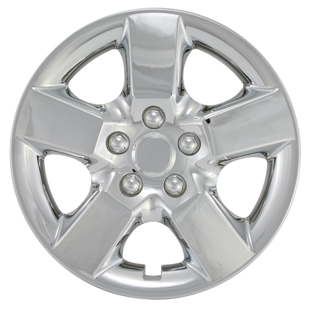 OxGord 16 inch Chrome Snap-On Hubcaps with 5 Spoke Compatible with 2008-2009 Nissan Rogue Standard Steel Wheel Covers