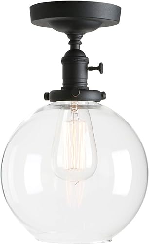 Permo Lámpara de techo vintage con 1 luz colgante de lámpara de araña con cristal transparente de 7.9 pulgadas (negro)