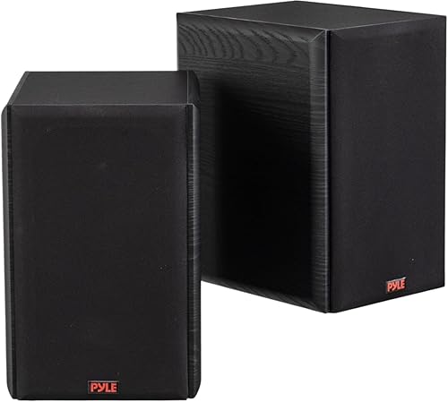 Pyle Altavoces para estantería de 5.25 pulgadas, par de altavoces con cable para estantería con soportes de montaje en pared, cine en casa de alta