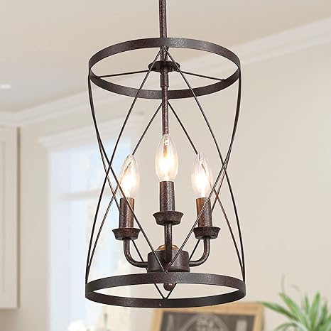 Foyer Chandeliers Entryway Chandelier Lighting Industrial 3 Light Pendant Lighting For Kitchen Island Stairway Dining Room 9 1 In Dia Bronze Amazon Com