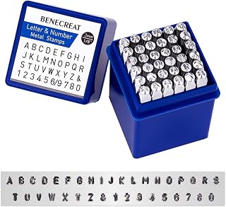 BENECREAT 36 Pack (3mm 1/8") Letter and Number Stamp Set, Metal Punch Stamp Stamping Tool Case - Electroplated Hard Carbon Steel Tools to Stamp/Punch Metal, Jewelry, Leather, Wood