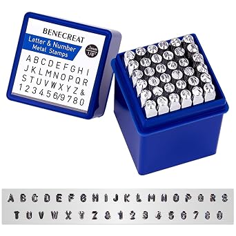 BENECREAT 36 Pack (3mm 1/8) Letter and Number Stamp Set, Metal Punch Stamp Stamping Tool Case - Electroplated Hard Carbon Steel Tools to Stamp/Punch Metal, Jewelry, Leather, Wood