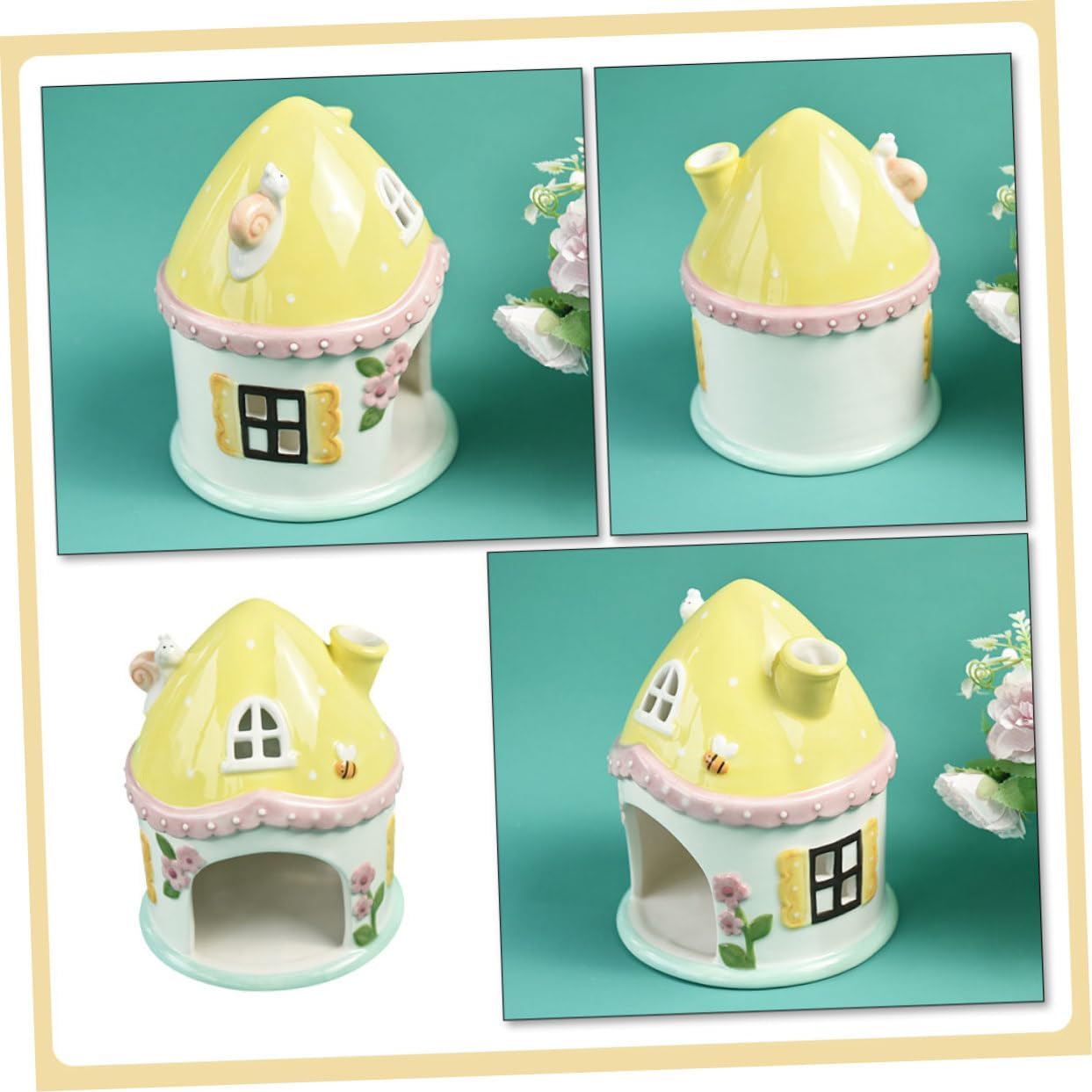 Totority Ceramic Hamster Castle Hideout Colorful PET Shelter for Guinea Pigs and Rabbits Sturdy Small Animal House Ventilation and Cozy Sleeping Corner