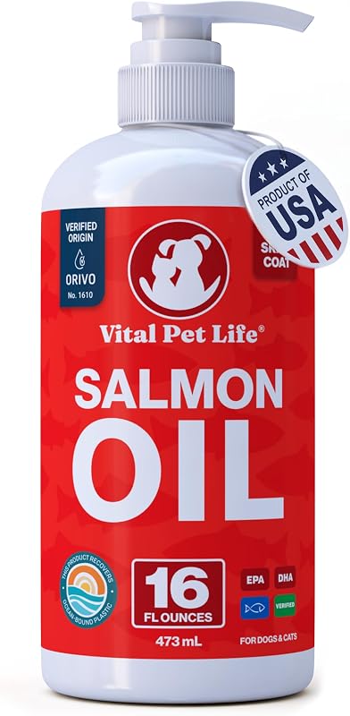 Óleo de Salmão para Cães e Gatos Vital Pet Life com Ômega 3 Líquido, 473 mL