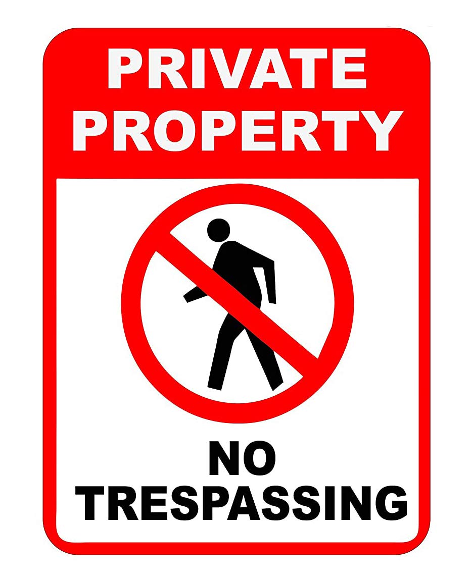 SIGNOOGLESIGNOOGLE Private Property No Trespassing 3D Sign Signage Stickers for Wall Office Restaurant Hotel Or Any Other Suitable Place Multi Colored 30.00 x 21.00 Cm Pack of 2