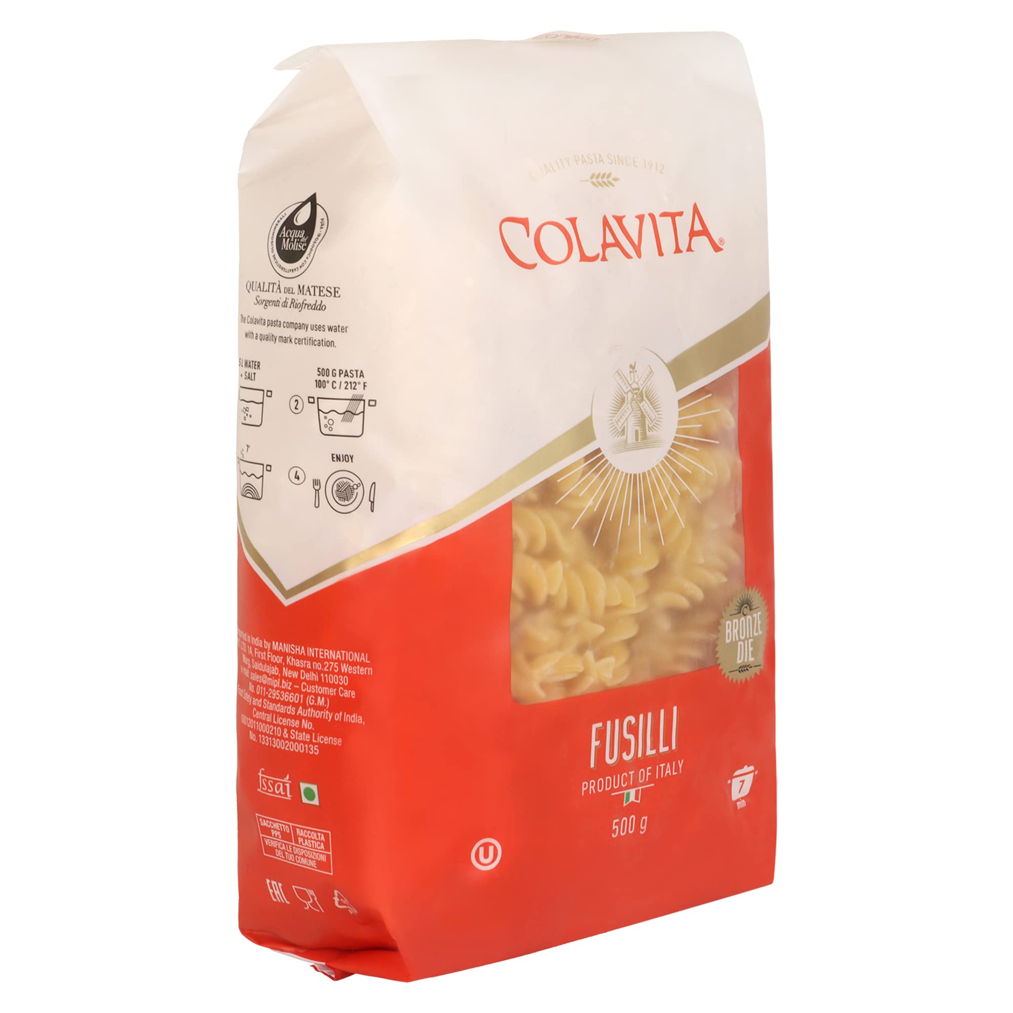 Colavita Fusilli Pasta 500g | Combo Pack of 2 | Hard Durum Wheat Pasta | ‎High Fibre | No Artificial Ingredients - Image 4 thumbnail