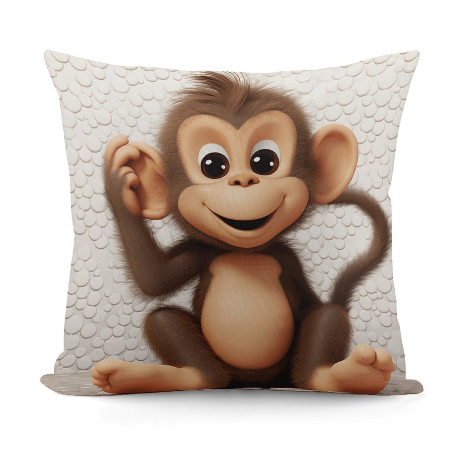 VstaDank Decorative Cute Monkey Throw Pillow Covers Luxury Soft Pillowcases Fluffy Plush Accent Pillow Cases Personalized Square Lumbar Pillows Shells for All Seasons 18" X 18"