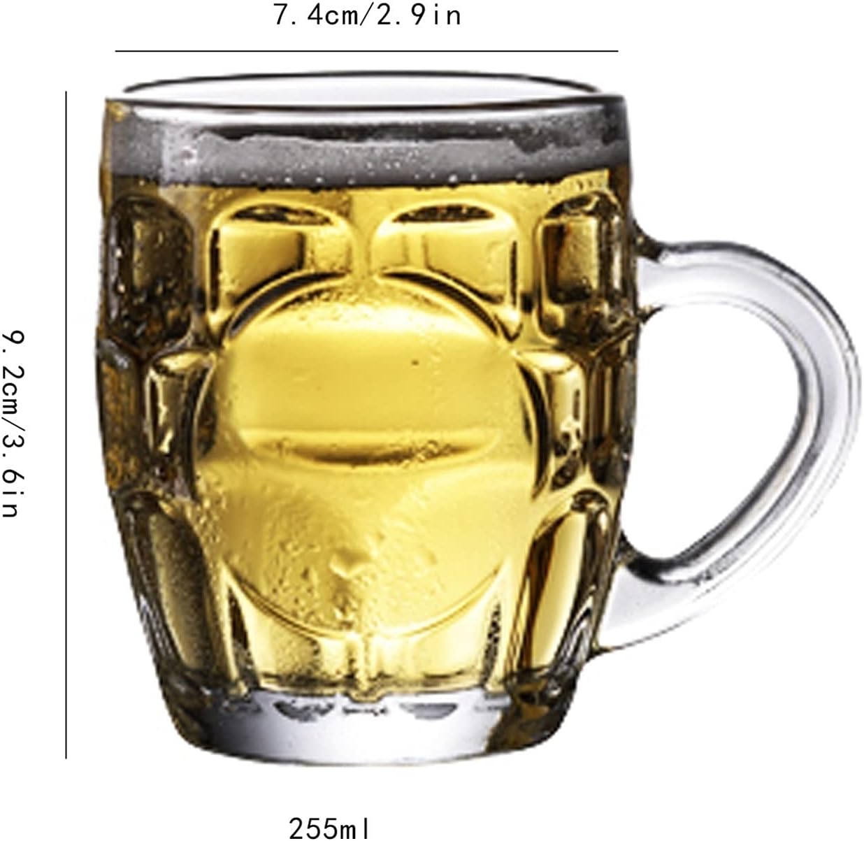 Beer Cup Glass Beer Mugs with Handle Set of 6 Fun Entertainment Glassware Beverage Drinking Cups for Water Wine Juice and Bar Dining Decor Beer Stein