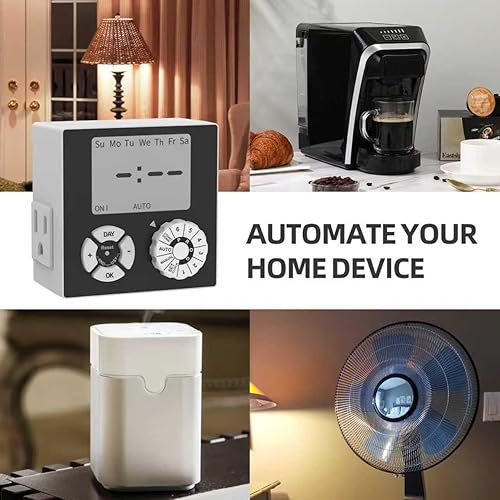 Miniatura 6 de TiFFCOFiO Temporizador de Enchufe Mecánico para Interiores, Temporizadores de 3 Clavijas para Tomas Eléctricas, Temporizador de Luz Enchufable