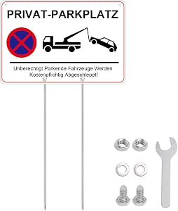 Felexdo Cartello Proprietà Privata - Divieto Di Sosta E Parcheggio Con Paletto Incluso - 30x20 Cm - Segnale Resistente UV E Intemperie