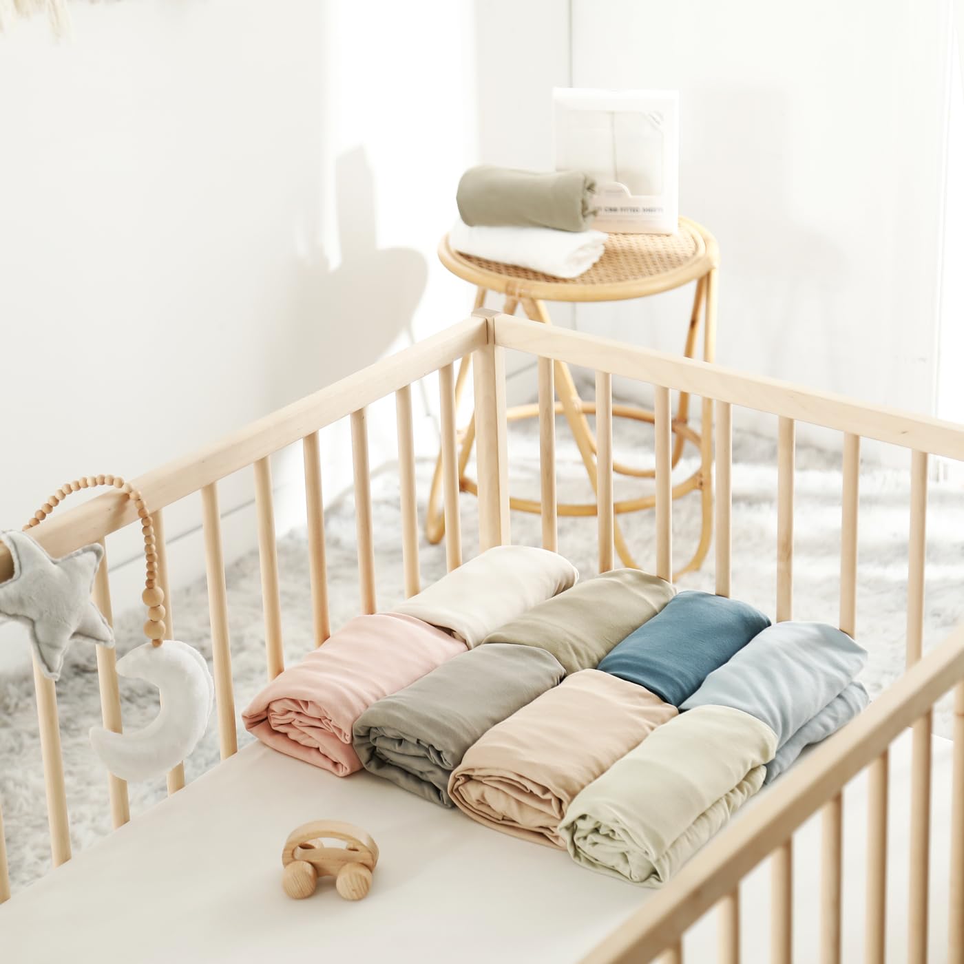 GRSSDER Jersey Crib Sheets for Girls, Stretchy Ultra Soft Crib Fitted Sheets Set 2 Pack, Universal Fit All Standard Crib Mattress Pads Safe and Snug, White/Pink