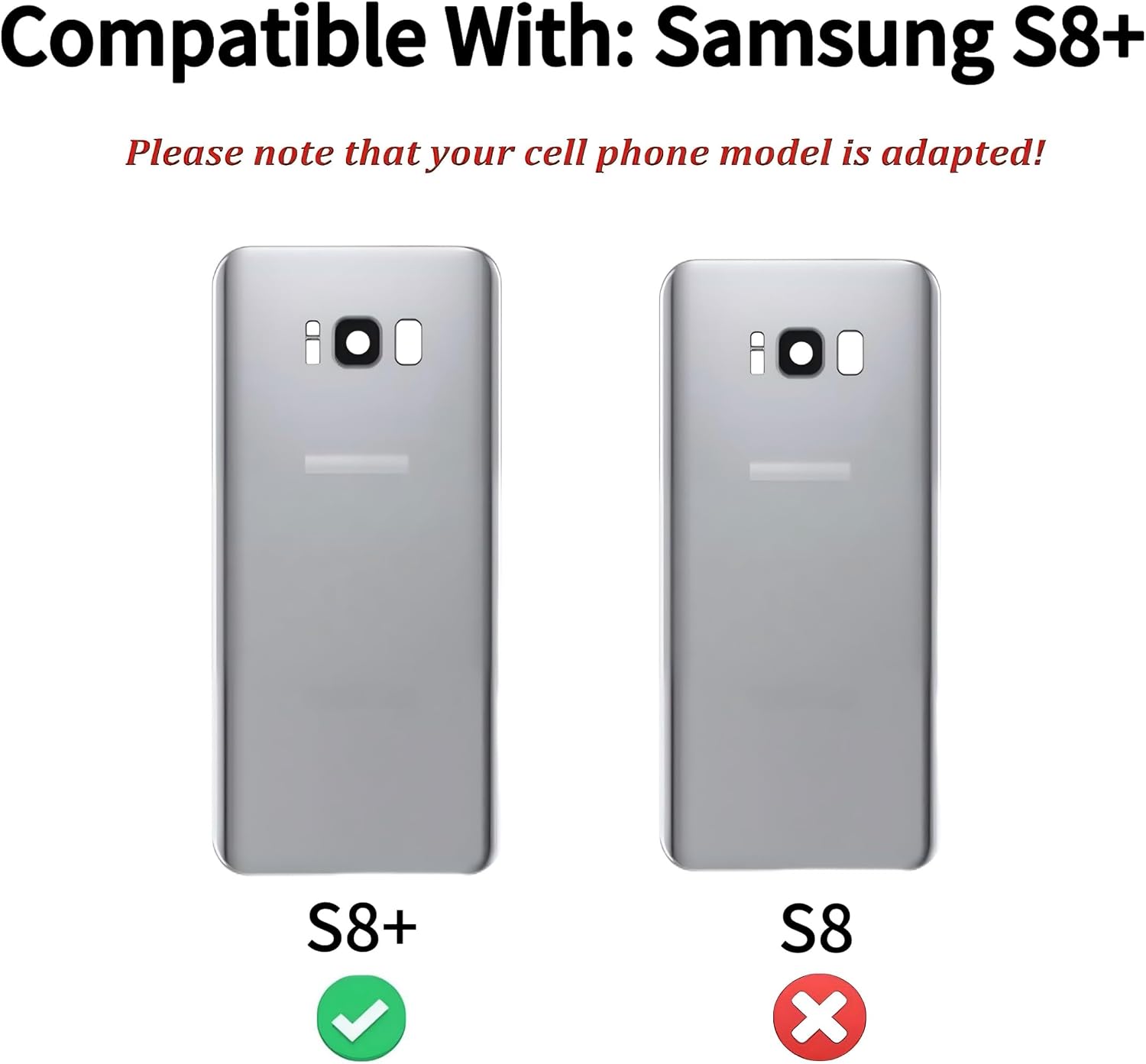 Back Glass Replacement for Samsung Galaxy S8Plus 6.2inches Back Cover with Lens Frame Pre-Installed Tape +Tools (Black, S8 Plus)