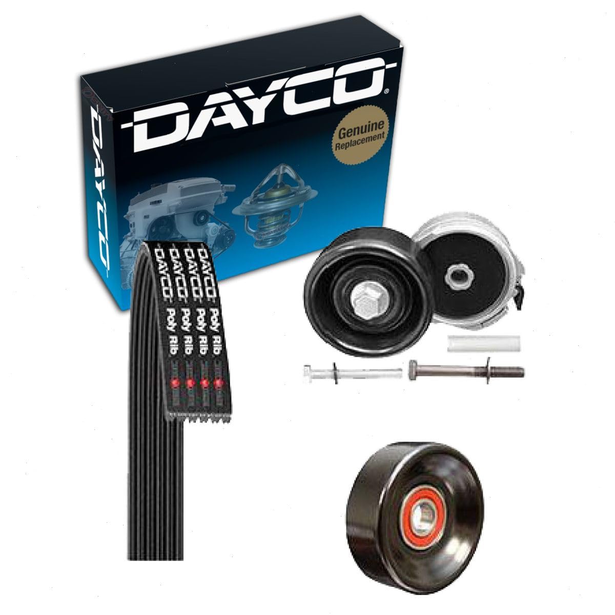 Dayco Main Drive Serpentine Belt Drive Component Kit Compatible with Ford Taurus 3.0L V6 1998-2007