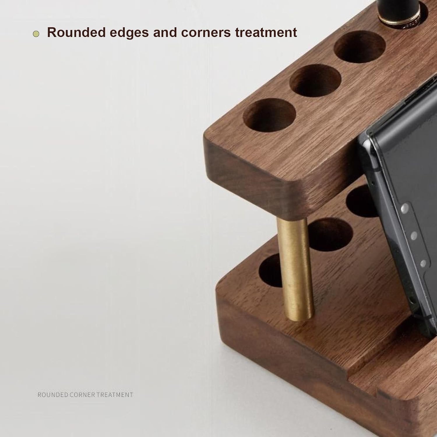 Eco-Friendly Solid Wooden Pen Holder, Stylish Desk Organizer with Phone Stand, Fountain Pen and Stationery Storage – Modern Office and Art Supplies Organizer