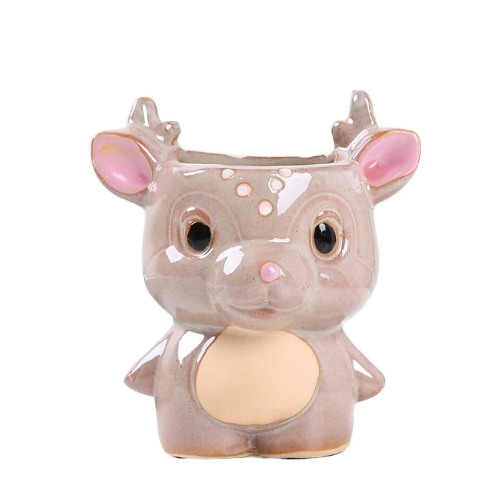 MDNIPQBAM natural Ceramic Deer Succulent Plant Pot Suitable For Herbs And Cactus Containers for garden(B)