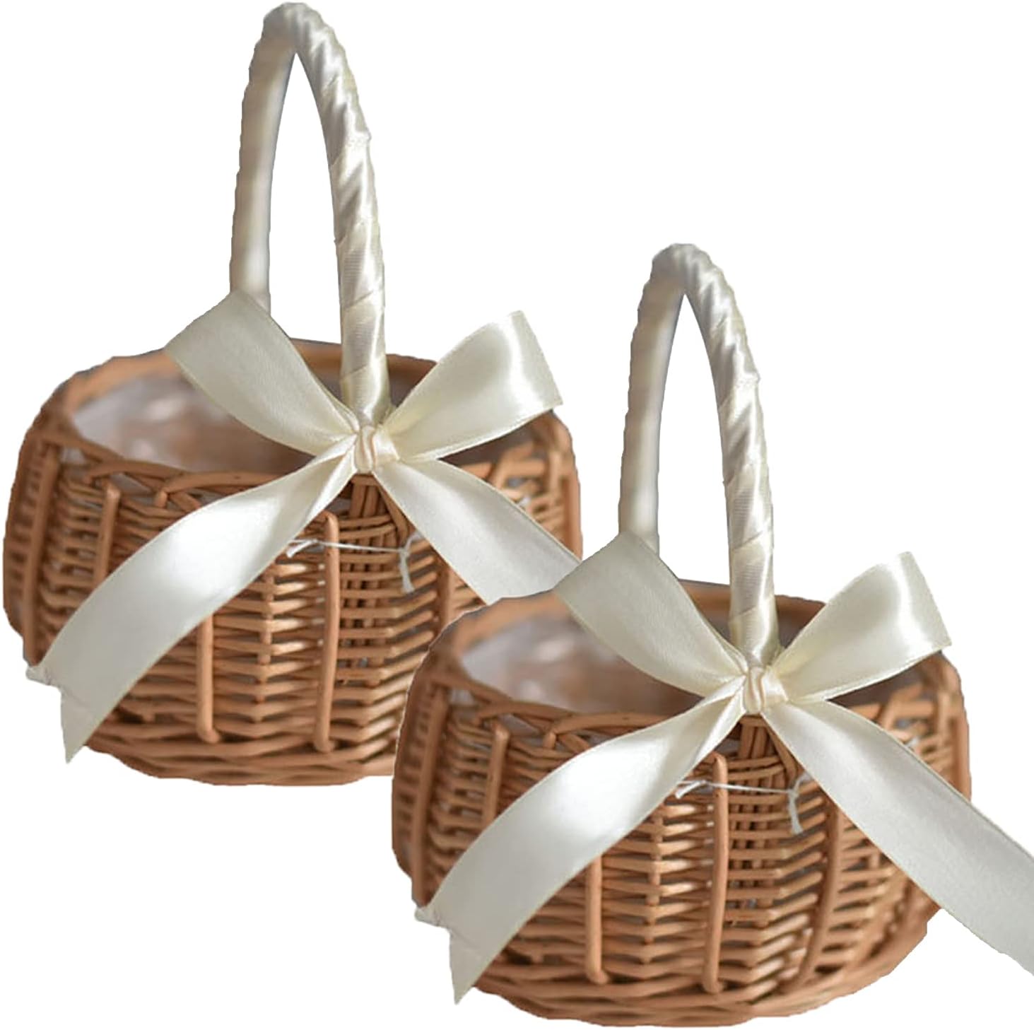 Wicker Rattan Flower Basket, Wedding Flower Girl Baskets