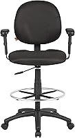Vista 7 de Boss Office Products B1691-BK Stand Up Taburete de dibujo de tela con brazos ajustables en negro
