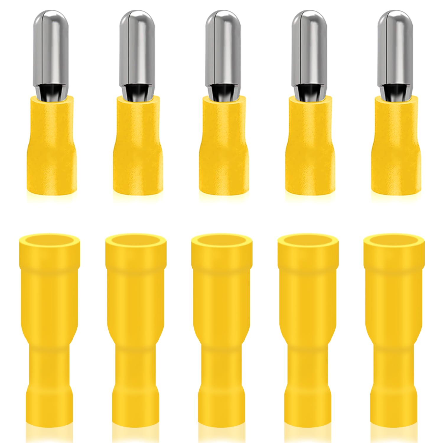 smseace 100pcs Bullet connectors Terminal Insulated Female and Male 12-10AWG Wire connectors Bullet Crimp Terminal FRD&MPD5.5-250