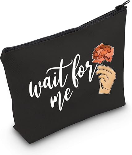 POFULL Musicales Regalo Teatro Nerd Regalo Musicales Amante Accesorios Bolsa Esperar Para Mí Bolsa Cosmética (Negro Espera para mí)