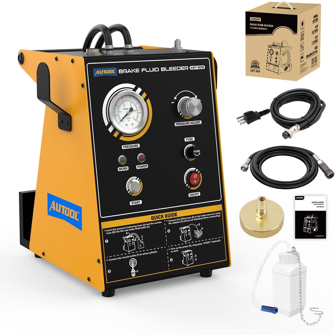 Automatic Brake Bleeder Kit,AC 110V Pulse Brake Fluid Bleeder Exchanger Machines,Brake Bleeder Fluid Pump,Easy Use One Person Brake Fluid Bleeder for Gasoline and Diesel Vehicles