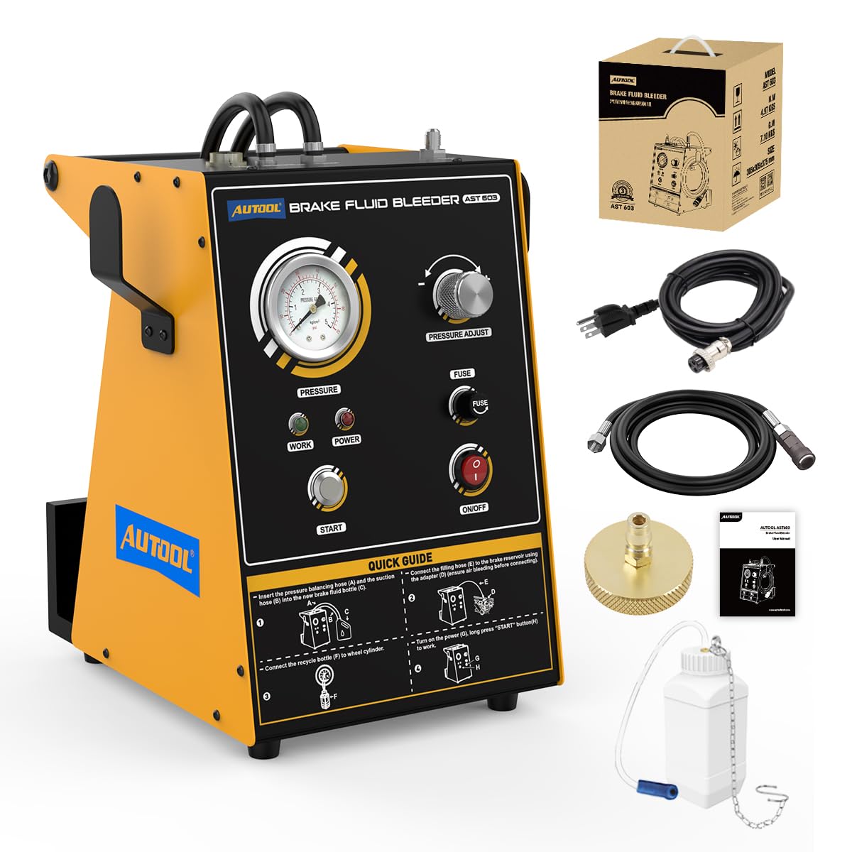 Automatic Brake Bleeder Kit,AC 110V Pulse Brake Fluid Bleeder Exchanger Machines,Brake Bleeder Fluid Pump,Easy Use One Person Brake Fluid Bleeder for Gasoline and Diesel Vehicles