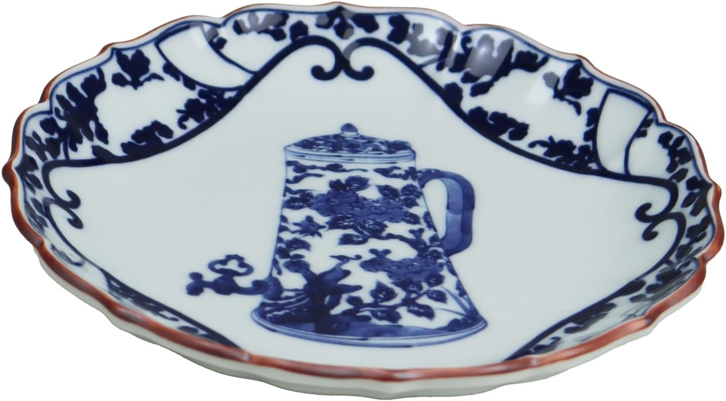 Yu-Gi Romantic Kyuimari Border 5-Inch Plate Flower Bird Peony Flowerbird Peony Gorgeous Antique Imari Romance Microwave Dishwasher Safe Luxury Gift