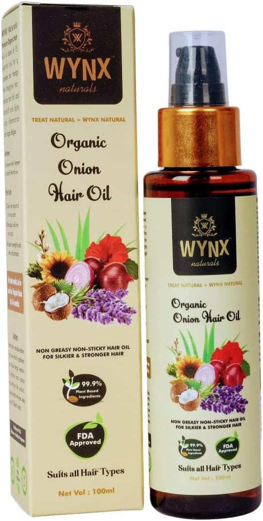Wynx Organic Onion Hair Oil- For Hair Growth with 15 essential Oils- No Mineral Oil & Silicones-100 ml