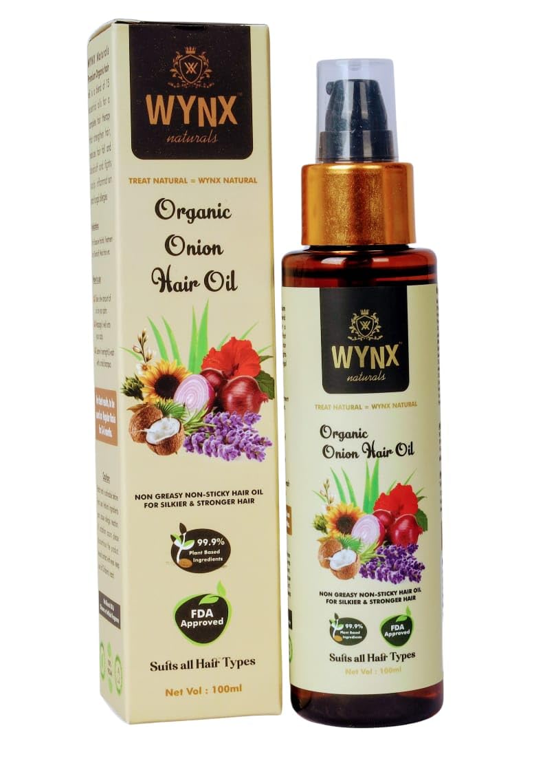 Wynx Organic Onion Hair Oil- For Hair Growth with 15 essential Oils- No Mineral Oil & Silicones-100 ml