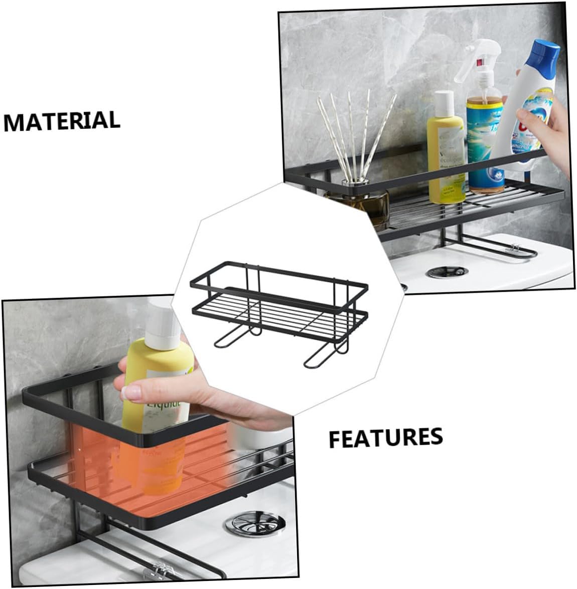 Ciieeo 1set Bathroom Shelf Organizer Toilet Rack Non-Marking Strong Load Home Decor Storage