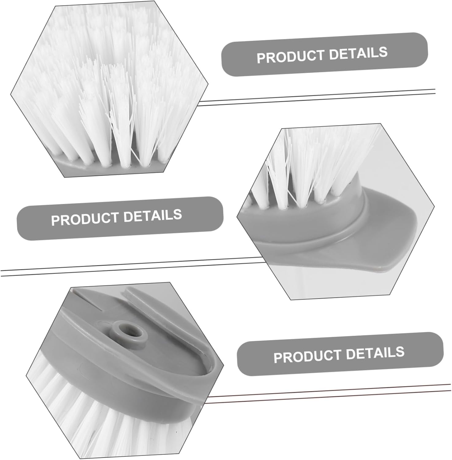 VALICLUD 8pcs Long Handle Cleaning Brush Head Brush Replacement Head Accessory for Cleaning Replacement Gray