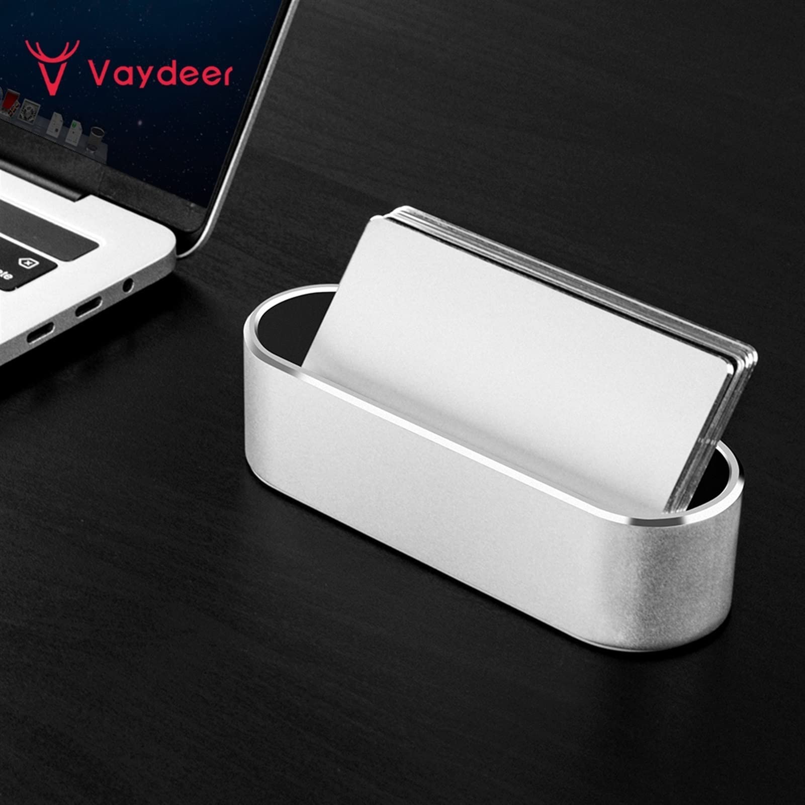 Porta carte per donne uomini Supporto per carte in metallo Espositore in alluminio ID, Debito, Business, Nome, Carta regalo Organizer da scrivania Contenitore Porta biglietti da visita Buissnes