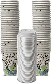 Dixie PerfecTouch WiseSize Coffee Design Insulated Paper Cup, 12oz Cups and Lids Bundle (12 oz, 50 Cups, 50 Lids)