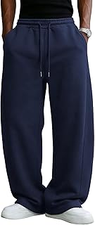 Men's Baggy Sweatpants Cotton Fleece Wide Leg Lounge Sweat Pants Drawstring Waist Jogging Pants with Pockets