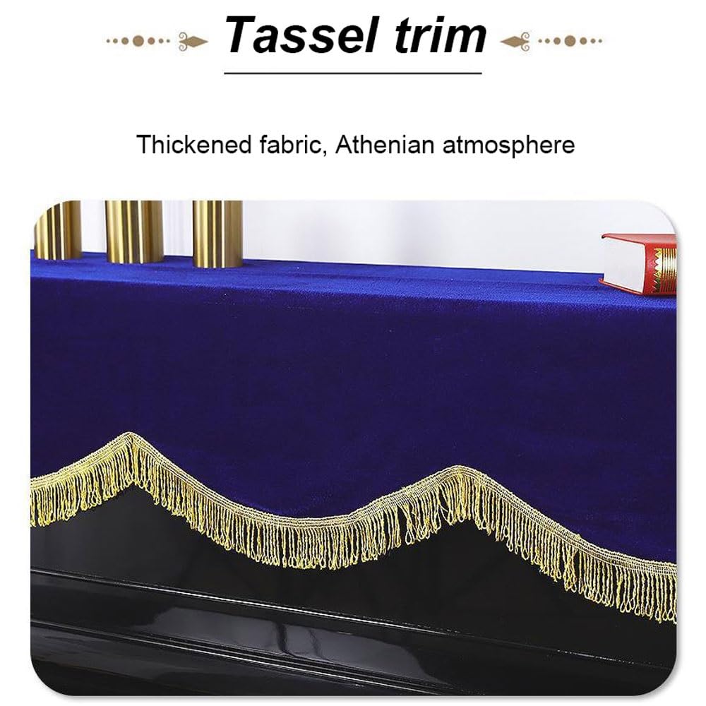 Copritastiera in Velluto per Pianoforte, Protettore Universale Anti-Polvere per Pianoforte a Coda, Tastiera Digitale, Organo/Pianoforte Elettrico(Blue,Full drape 200 * 150cm)