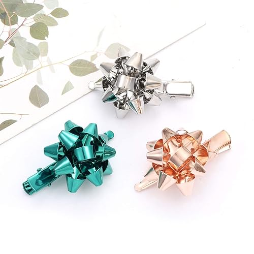 Miniatura 4 de NVENF 6 pinzas navideñas para el cabello para mujer, accesorios de Navidad, pinzas para el cabello con lazo de Navidad, horquillas festivas,