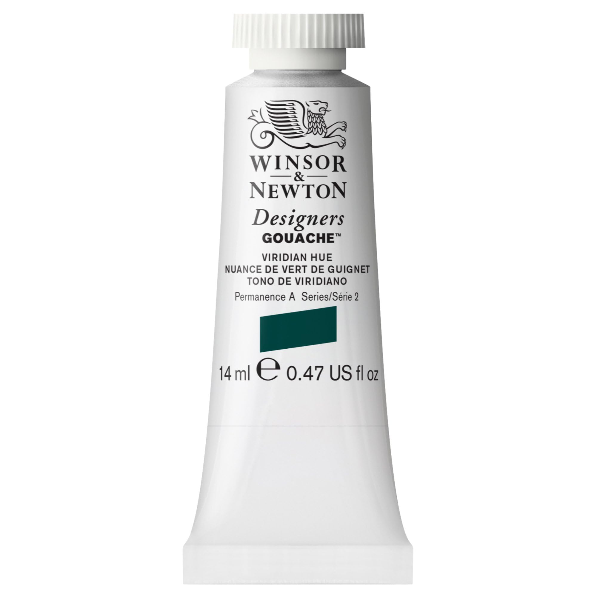 Winsor & Newton Viridian Shade 0605696 Designers Gouache, Finest Artistic Paint, 14 Ml Tube, Opaque, High-Quality Pigments, Viridian Colour