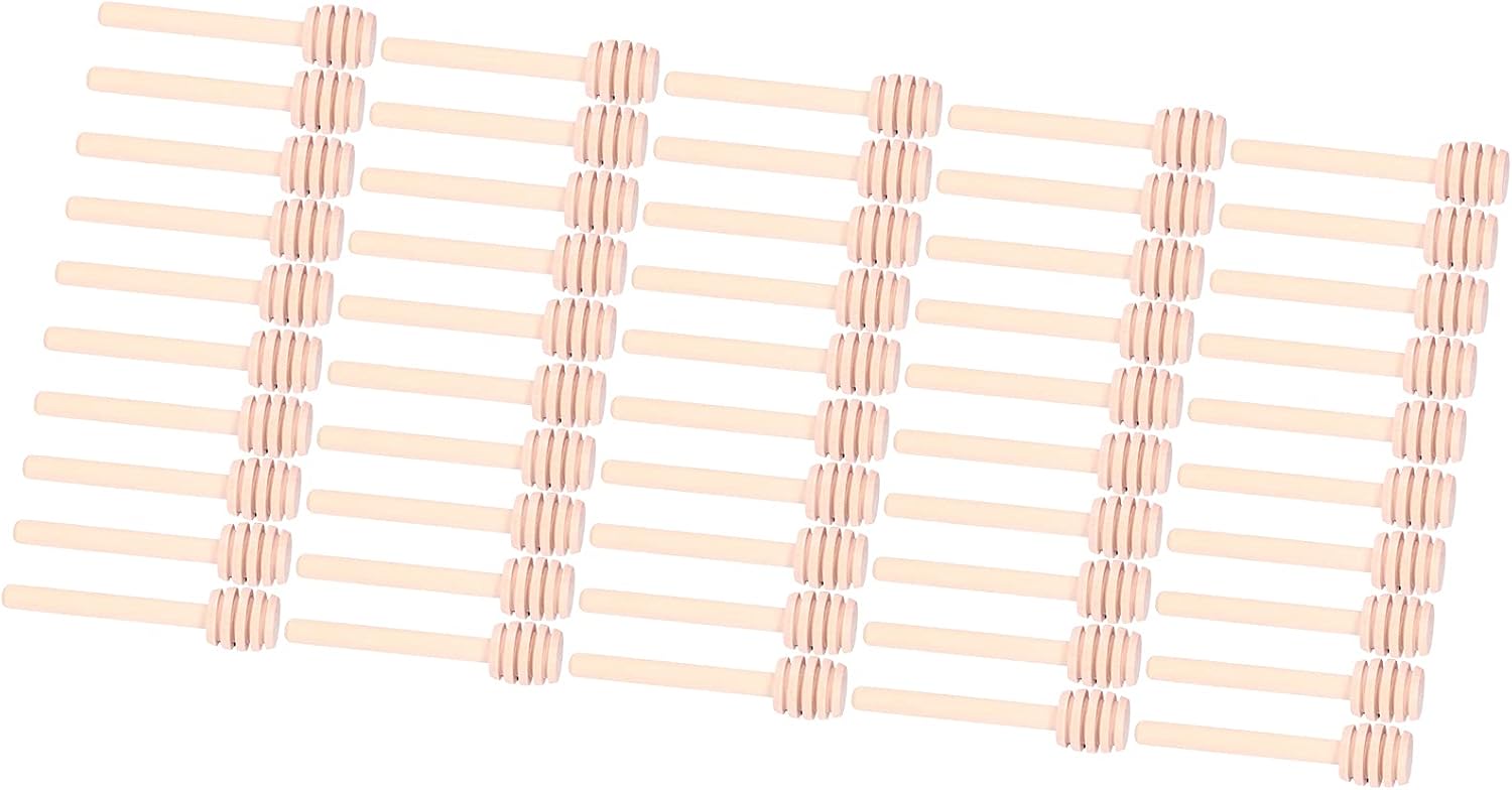 100 Pcs Wood Honey Dipper, Honey Dipper Sticks, Honey Stirring Sticks for Wedding Party Kitchen Restaurant 8cm