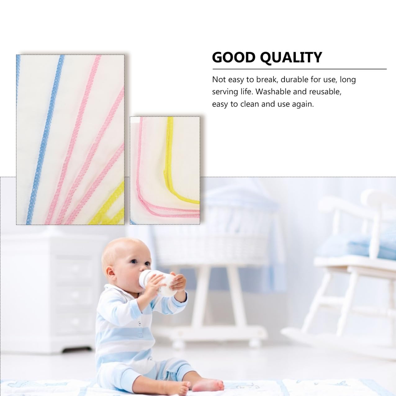 Generic 9Pcs Muslin Burp Cloths Cotton Burping Towels Absorbent Newborn Hand Washcloths for Feeding and Spit-up Protection