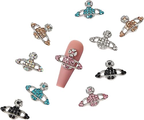 Miniatura 3 de 30 dijes de uñas  3D Planet Nail Art Rhinestones, lindo brillo brillante Saturno forma Y2K accesorios de uñas para mujeres niñas decoración de uñas