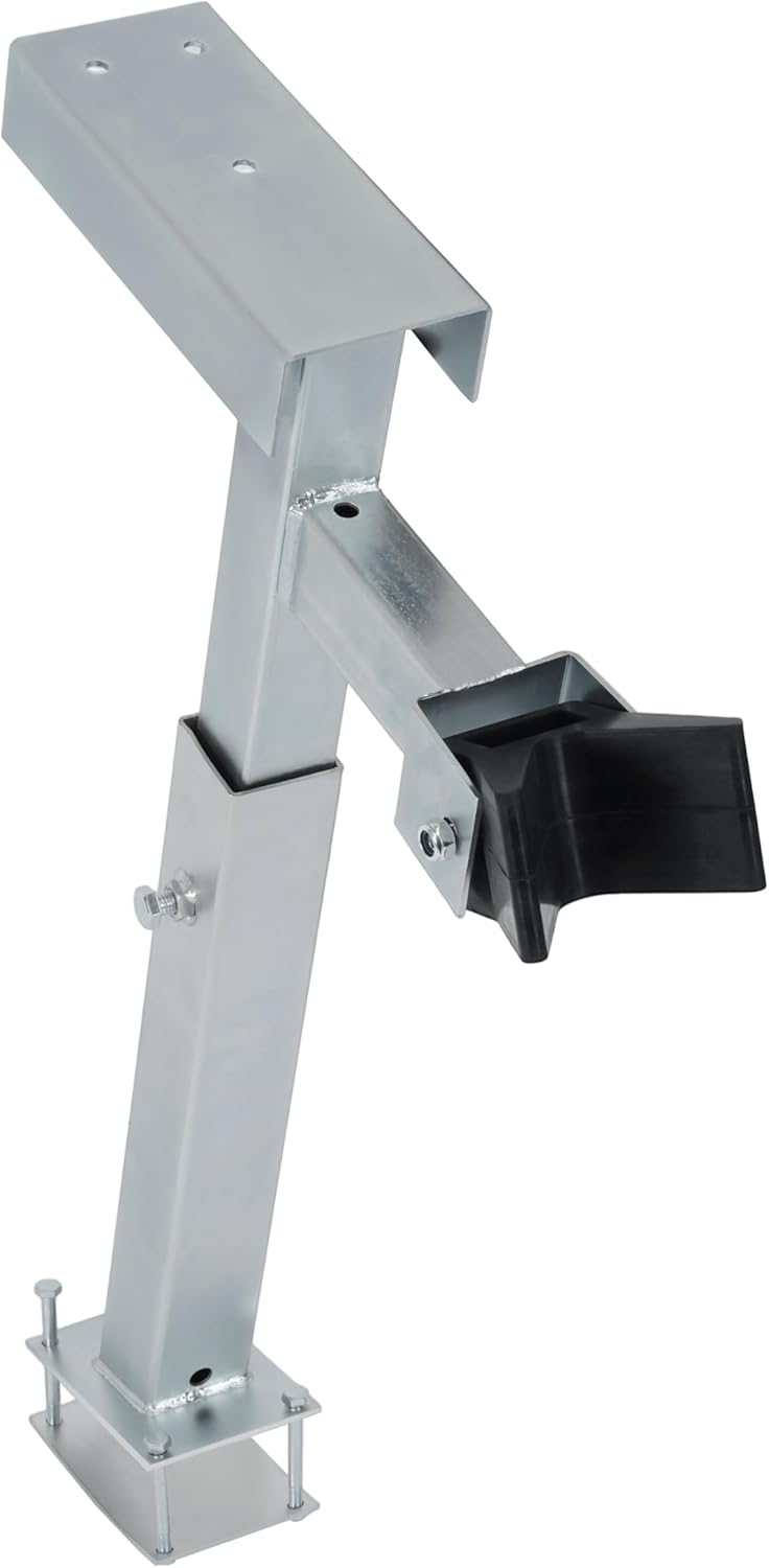 ALMULOO Universal Adjustable Trailer Winch Stand Heavy-Duty Steel & Rubber Construction Galvanized Silver Black Finish