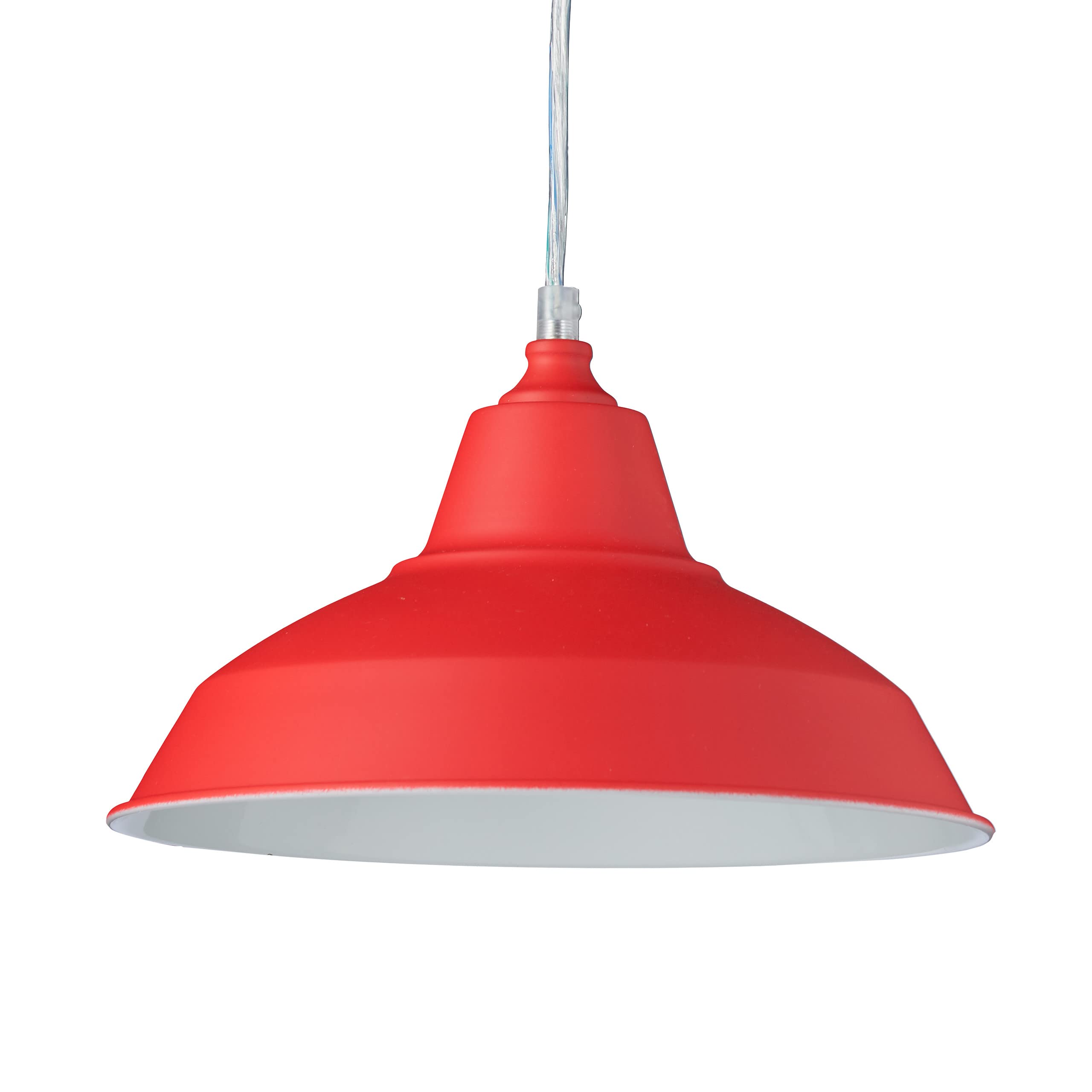 Relaxdays Pendelleuchte Industrie-Look – Höhenverstellbar, Metall & Holz, E27, Rot, Für Wohnzimmer & Küche