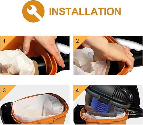 Miniatura 7 de Paquete de 9 bolsas para aspiradora VF3502, compatibles con Ridgid Vacuum de 12 a 16 galones, bolsas de polvo para taller