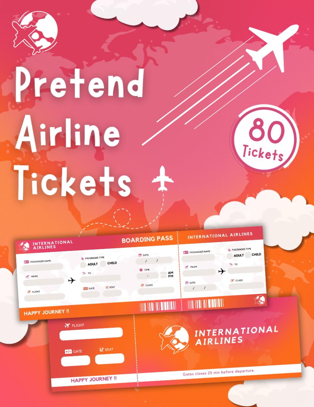 Pretend Airline Tickets Book: Fake Airline Tickets for Kids to Cut fill and play for your Child's Own Airlines | Itz for Kidz