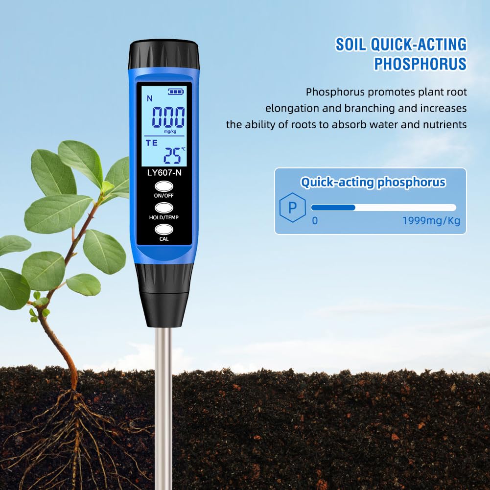 Medidor profesional de nutrientes del suelo, analizador de nitrógeno de acción rápida, probador de fertilidad para jardinería y agricultura