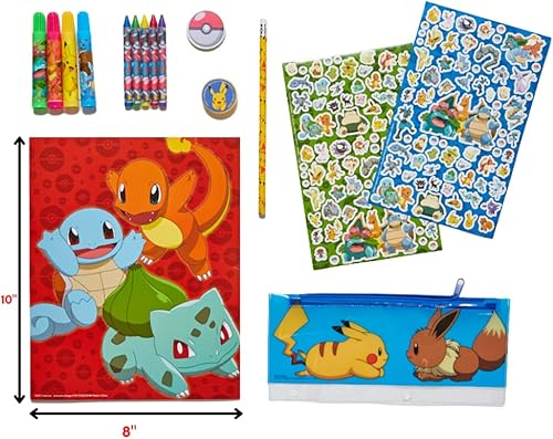 Vista 2 de Innovative Designs Pokemon Kids - Juego de calcomanías y arte para colorear para niños, 30 piezas y suministros de manualidades con estuche
