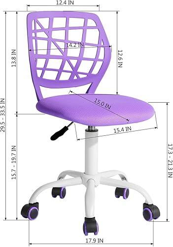 Miniatura 21 de FurnitureR Silla de trabajo de escritura para adolescentes, niños y niñas, ruedas giratorias de 360 grados, asiento de tela suave, respaldo F-aqua,C