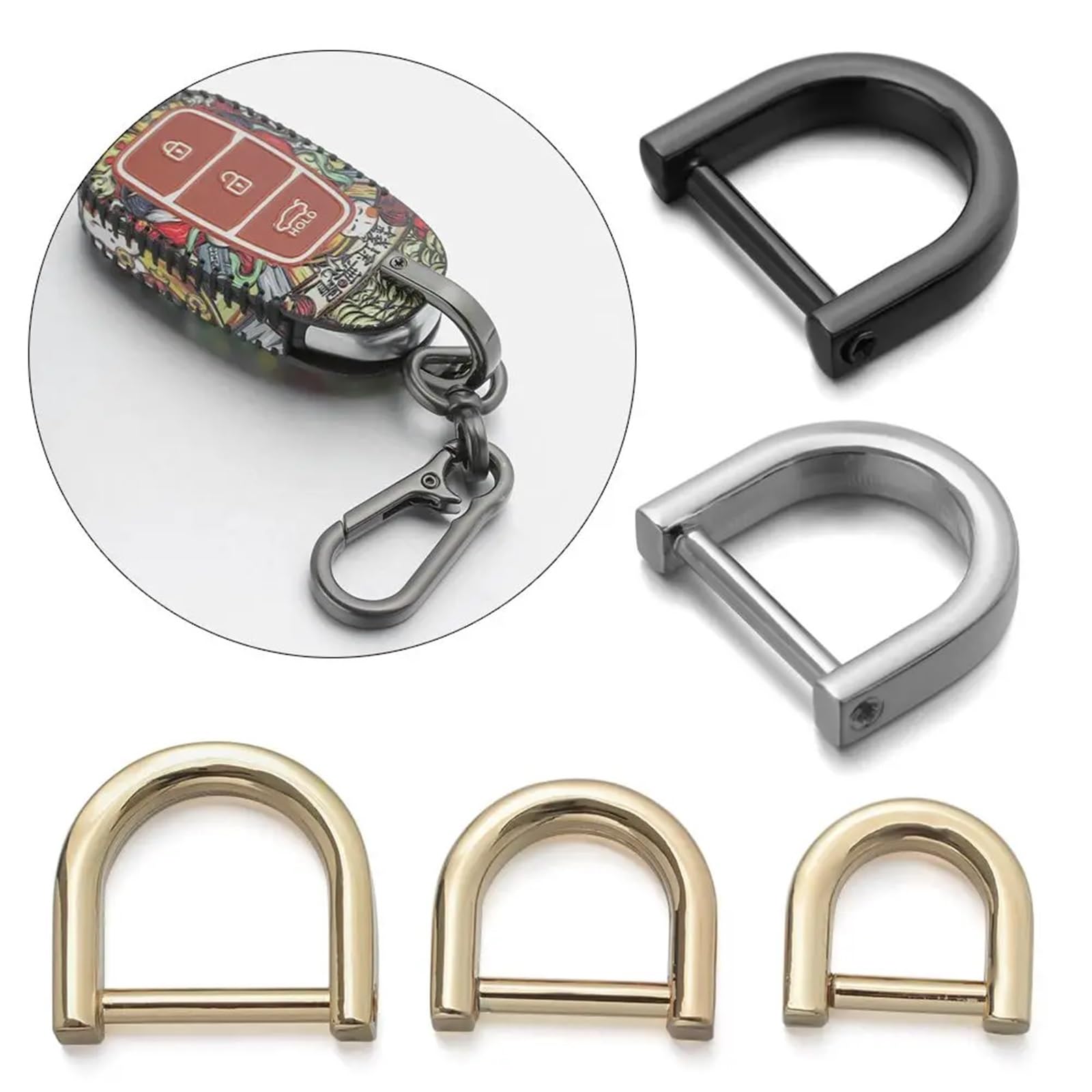 Protezioni angolari in metallo, 60/150 pezzi, staccabili, con anello a D, con fibbia ad anello a D, per tracolla, tracolla, maniglia e tracolla (oro, 60 pezzi, 19 mm)