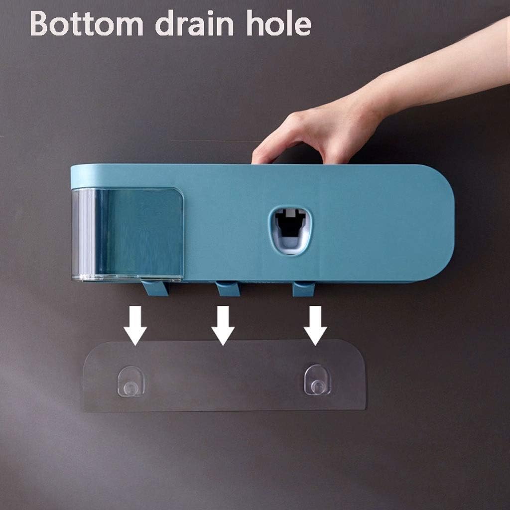 Toothbrush Holder Multifunctional Wall-Mounted Space-Saving Toothbrush and Toothpaste Squeezer Kit,5 Toothbrush Slots,3 Cups (Color : A) (B)