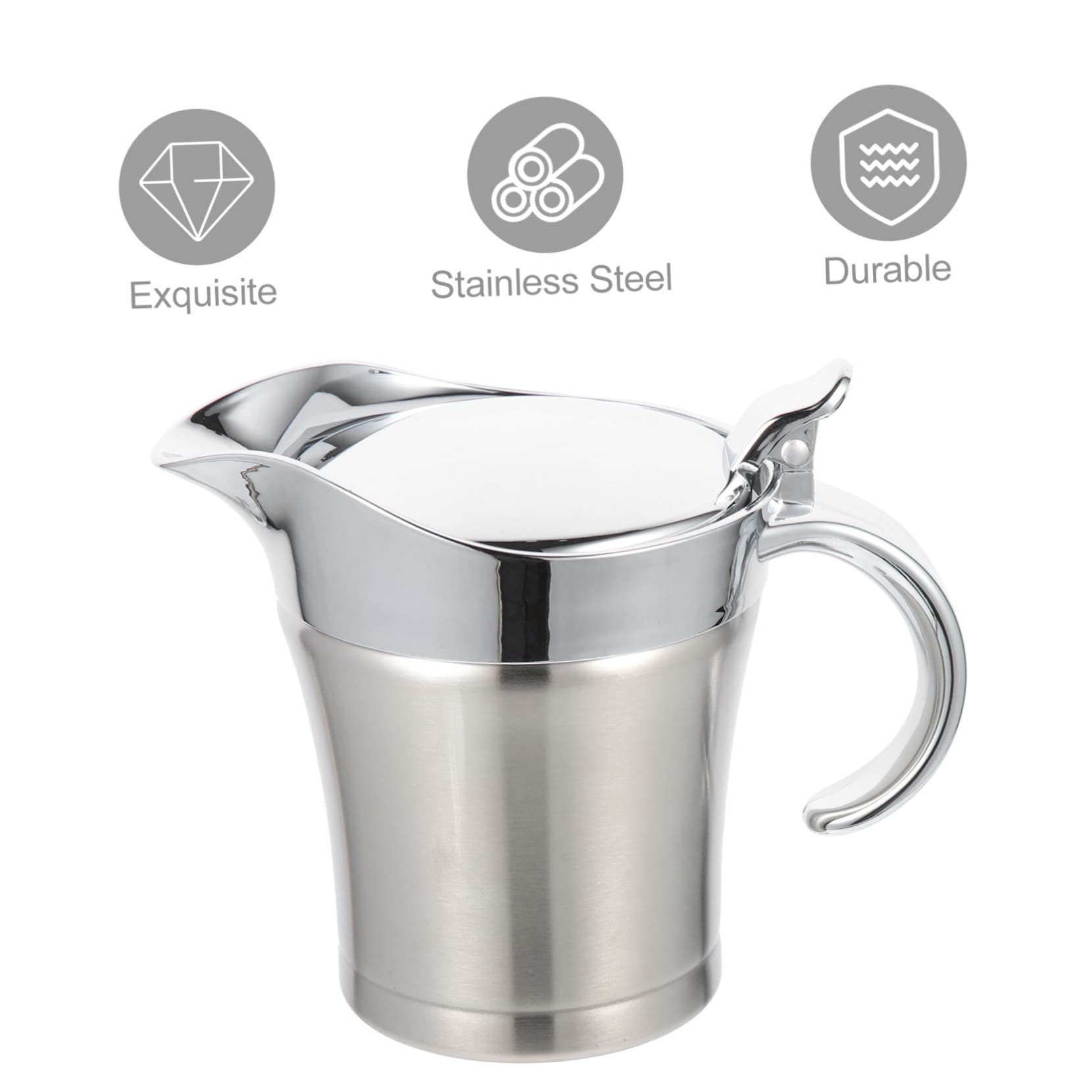 Alipis Dispensador Diseño de Acero de Salsa de 500ml Vertedor Inoxidable Simple Antigoteo y Adecuado para Restaurante y Cocina Profesional
