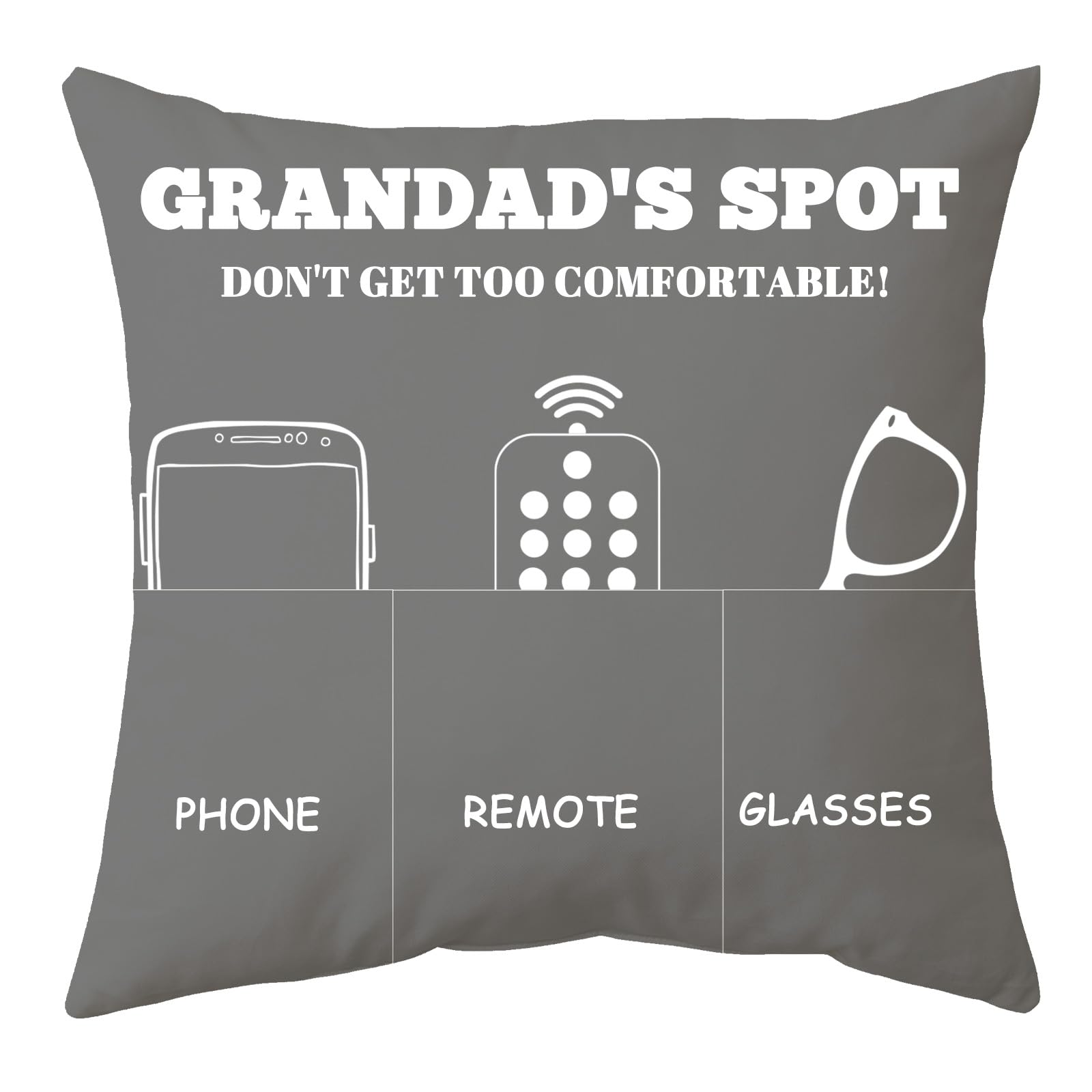 Anicy Grandad Gifts Cushion - Personalised Cushion with Pockets 45x45, Presents for Grandad, Grandad Birthday Gifts from Granddaughter Grandson Christmas Fathers Day — image 1